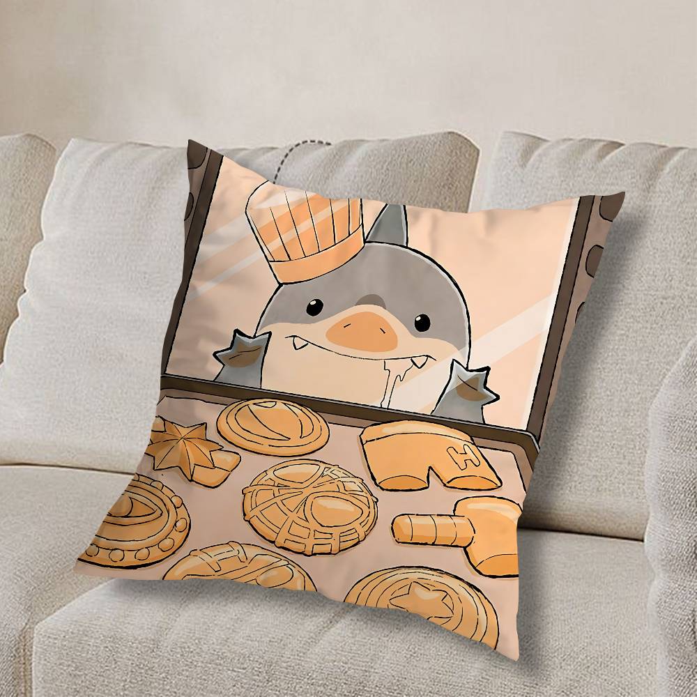 Art Cute Jeff the Land Shark  Pillow Case Sofa Living Room Bedroom Headboard Backrest Cushion Square Cushion Nap Time