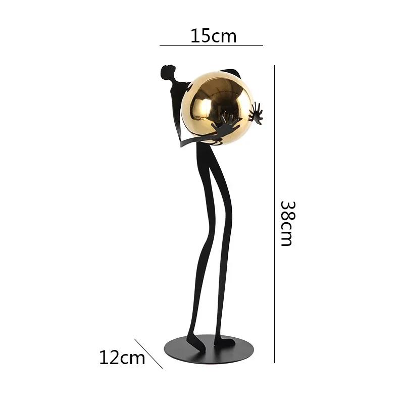 Abstract Character Statue Metal Handicraft Gold Balls Decorative Character Figurines Sculpture Home Decoration Accessories