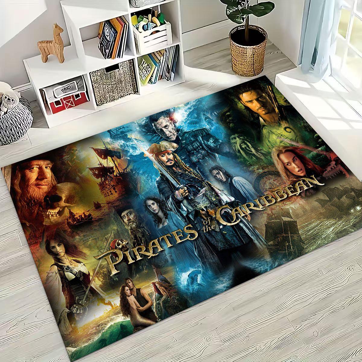 

Капитан Джек Пираты Карибского моря Джонни Депп Ковер Коврик для Спальни Гостиной Дивана Домашний Дверной коврик Декор, Нескользящий Напольный коврик 80x120cm( 31x47in)