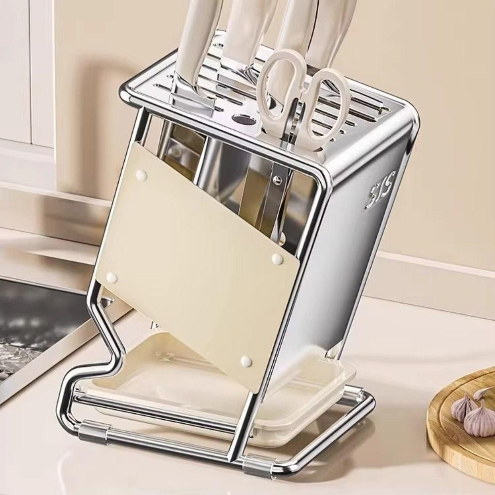Multifunctional Kitchen Utensil Organizer Drain Tray Tool Storage Rack Cutter Holder  Household