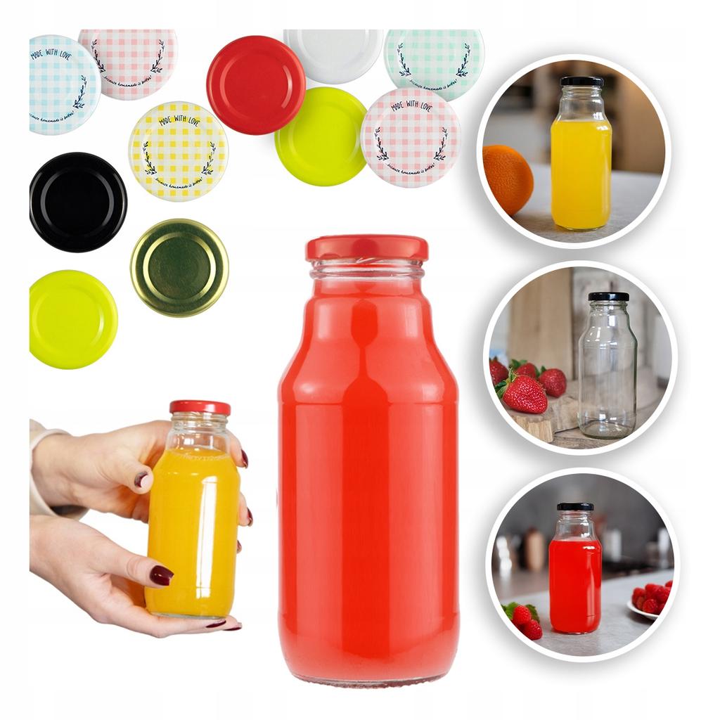 100x Winnie the Pooh Juice Bottle 330ml + GLASS JUICE BOTTLE LID 330ml