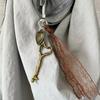 Ins Style Love Heart Key Pendant Lace Tassel Keychain Y2K Vintage Keyring Bag Charm Versatile Bags Hanging Decoration Keychains