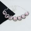 Pink Kunzite Gemstone Handmade 925 Sterling Silver Necklace, Blue Copper Turquoise Silver Necklace For Wife, Unisex Necklace, Christmas Day Gift