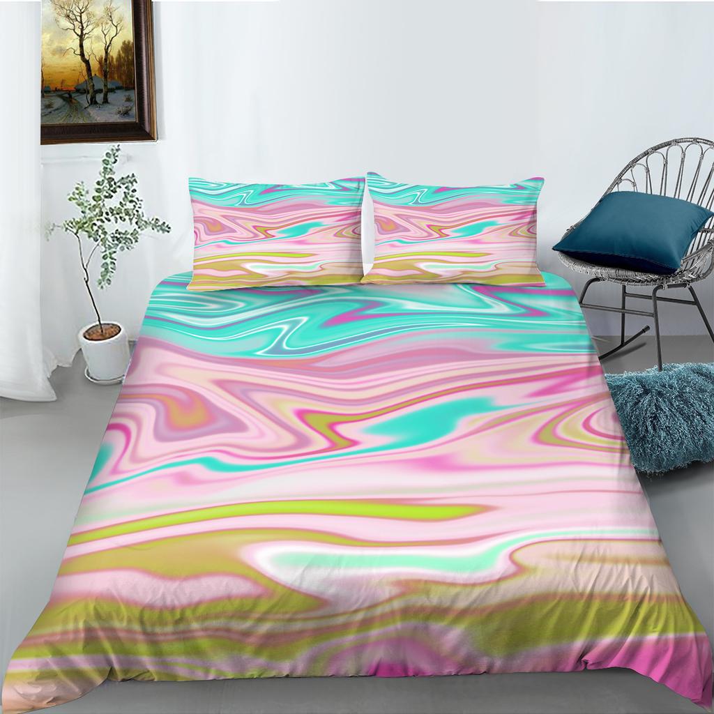 Marble 3D Digital Printing Quilt Cover Pillowcase Two Three Piece Set Polyester