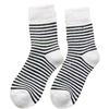 Korean Style Striped Terry Mid-Calf Socks - Thick, Warm, and Versatile for Autumn/Winter