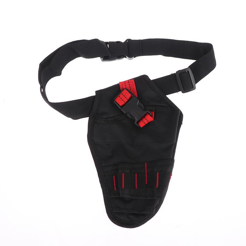 Oxford Fabric Tool Pouch with Buckle Closure, Multi-Pocket Electrician Utility Bag for Hand Tools & Power Drill