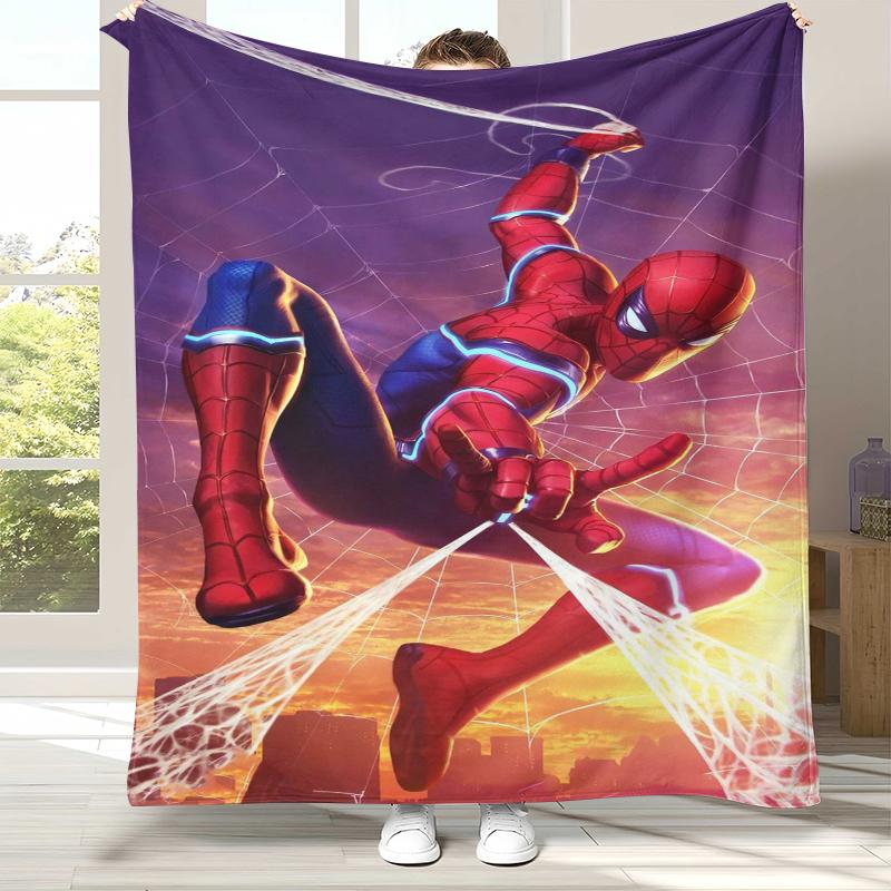 Marvel Avengers Spider Man Cartoon Flannel Blanket,Ultra Soft Warm Plush Throw for Home Bedroom Bed Sofa Cover Office Picnic