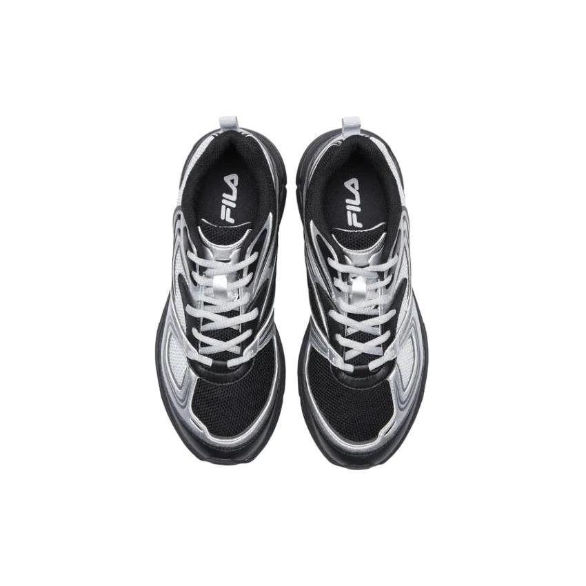 Fila Interrun Comfortable Cushioning, Wear Resistant Low Top Casual Running Shoes Unisex Black Silver 1RM02699G_010