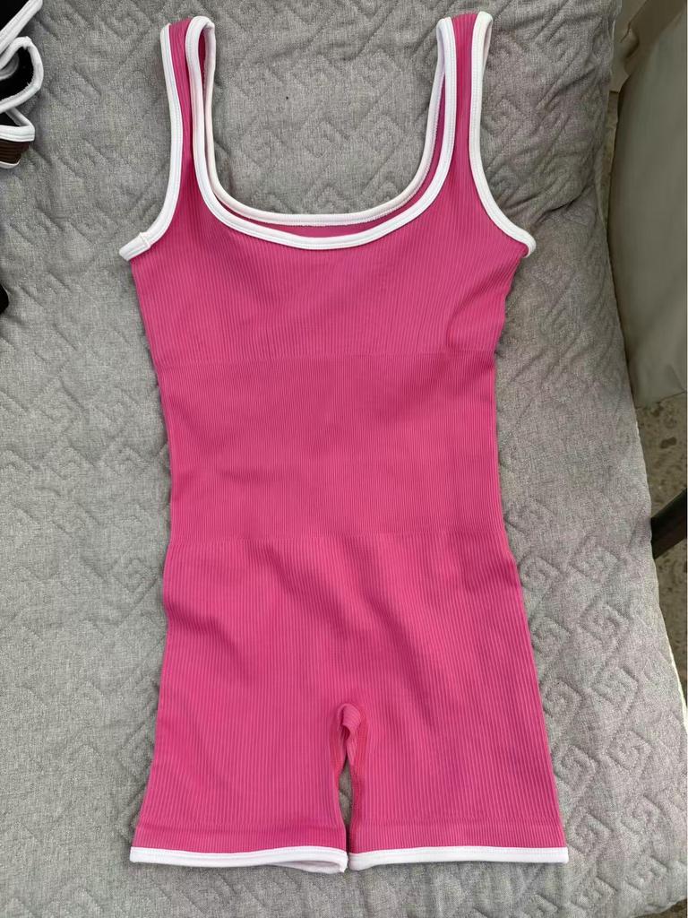 Modischer Colorblock Yoga Schlankheits-Jumpsuit - Sexy, Enganliegend, Atmungsaktiv, Hochelastischer Sportanzug