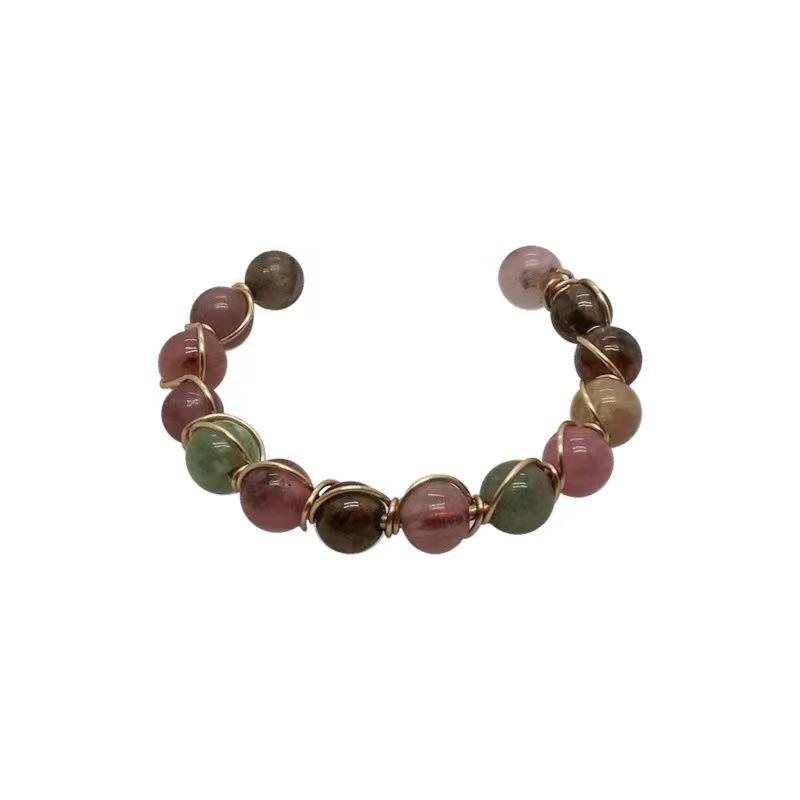 Retro Natural Stone Tourmaline Open Ring – Women's Light Luxury Design Fashion Ring