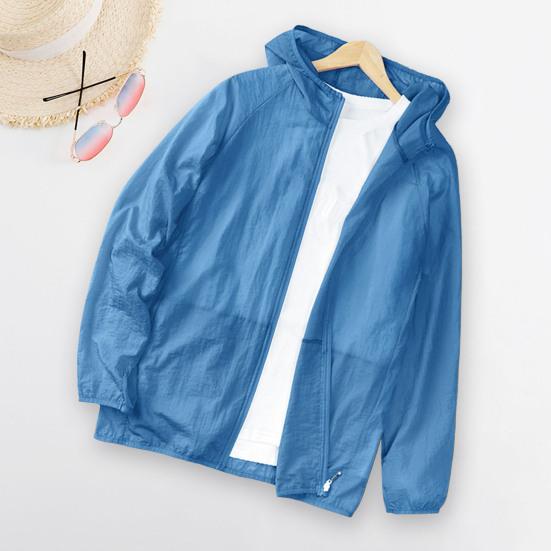 בגדי הגנה מפני השמש צבע אחיד דקים במיוחד נושמים שרוולים ארוכים רפויים עמידים בפני קרינת UV קרדיגן קיץ ספורט חוץ דיג מעיל עם קפוצון בגדי גברים