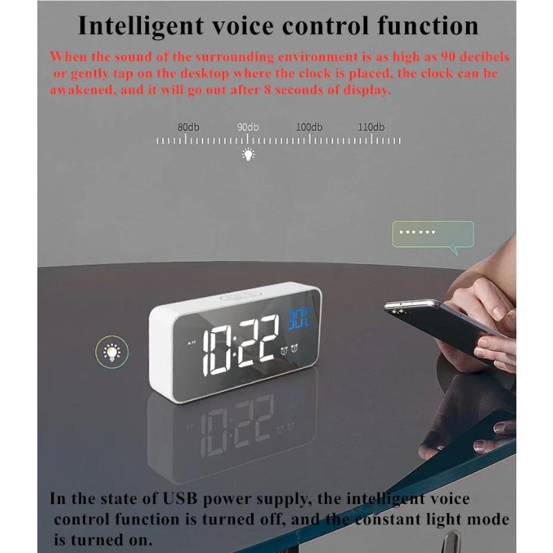Rechargeable Electronic Digital Alarm Clock Desktop Clocks Snooze Night Mode Table Clock Music Electronic LED Clocks