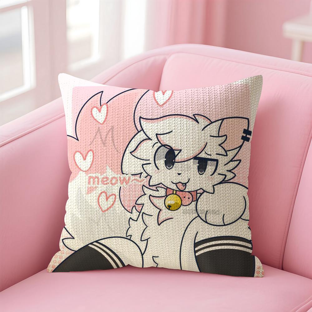 BBoykisser Silly Cat Cute Cushion Cover Natural Linen Pillow Case DoubleSided Print Decorative Sofa Pillowcase Home Decor Gift