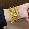 24K Gold-Plated Gourd Bracelet: New Chinese Style Retro Bangle, Light Luxury High-End Jewelry for Women
