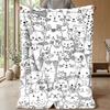 Whimsical Cat Collage Theme Blanket Lightweight Warm Flannel Blanket Decorative Throw Blanket for Home Decoration