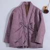 Retro V Neck Tied Padded Coat Fashionable Women's Parka Winter Buddhist Style Loose Overcoat
