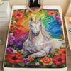 1PC Rainbow Unicorn Art Print FlAannel Blanket, High quality Comfortable for All Seasons, Home Decor, Warmth and Comfort