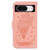 PU Leather Phone Case for Google Pixel 8 Stand Wallet Rose Butterfly Imprinted Phone Anti-drop Cover Shell