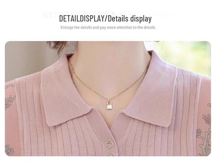 Frühling 2025 Damen Langarm Strick-T-Shirt mit Gazeärmeln für Mütter mittleren und höheren Alters