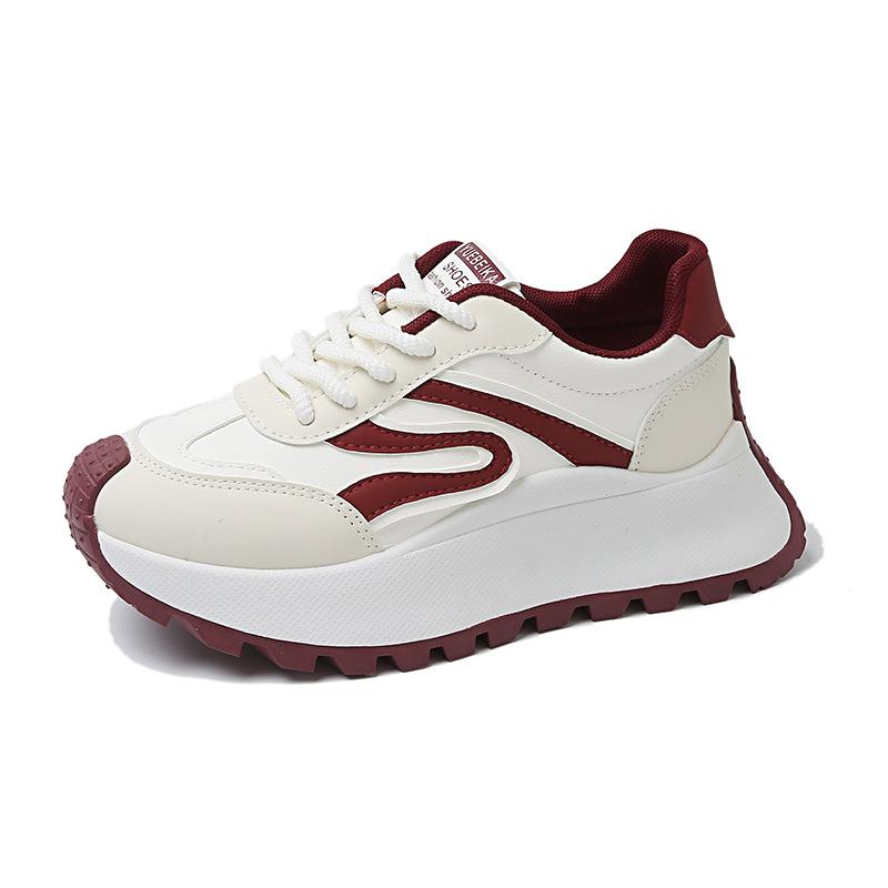 

Новые папины кроссовки женские весенние студенческие спортивные кроссовки для бега повседневная обувь на высокой толстой подошве 40 бордовый