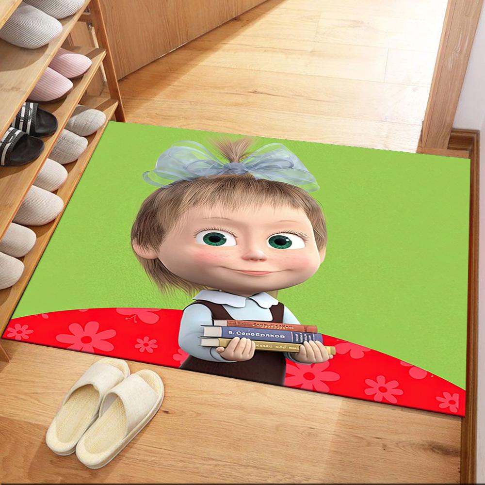 Masha Bear Area Rug Design for Game Room Dormitory Outdoor Hallway Antislip Carpet Anime Office Decor Birthday/Christmas Gift