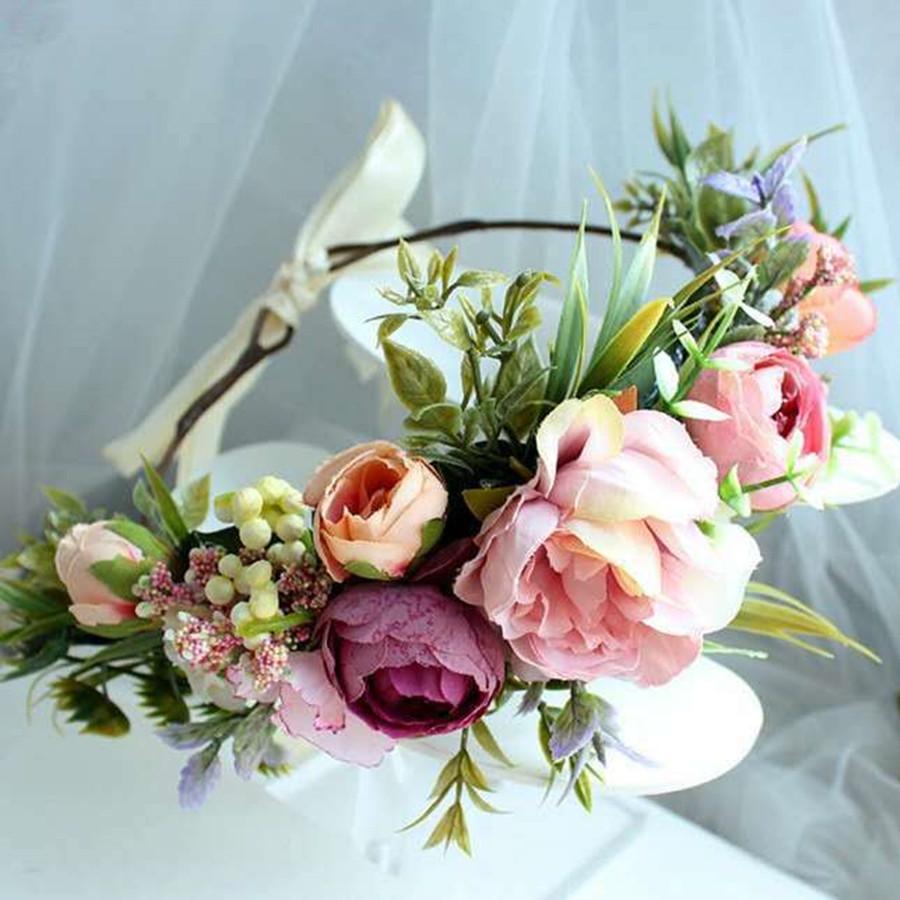 New Fashion Sweet Princess Flower Hair Wreath Floral Hairbands Beach Headband Party Boho Headbands Bridal Bridesmaid Headdress