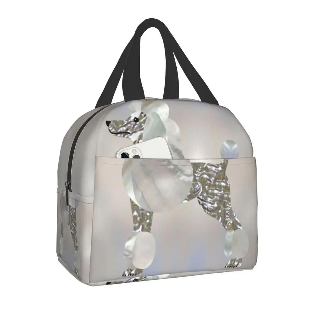 Luxury Pearl And Abalone Poodle Dog Insulated Lunch Bag for Women Resuable Pudel Caniche Cooler Thermal Bento Box Work School