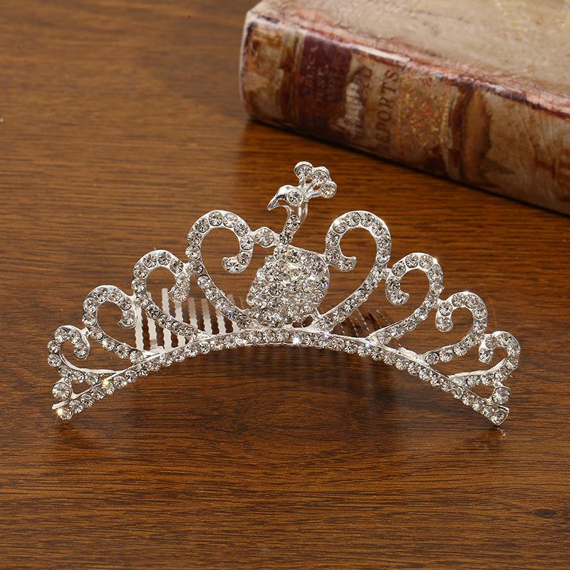 New Children's Crown Rhinestone Hair Accessories Princess Crown Girl's Birthday Alloy Comb Girl's Crown Tiara
