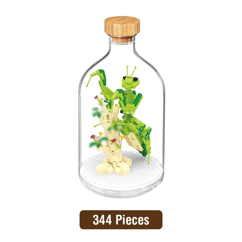 Non-Toxic New Product Simulation Animal Series Creative Children'S Toys Bottled Building Blocks Flamingo Seahorse Educational Gift Model