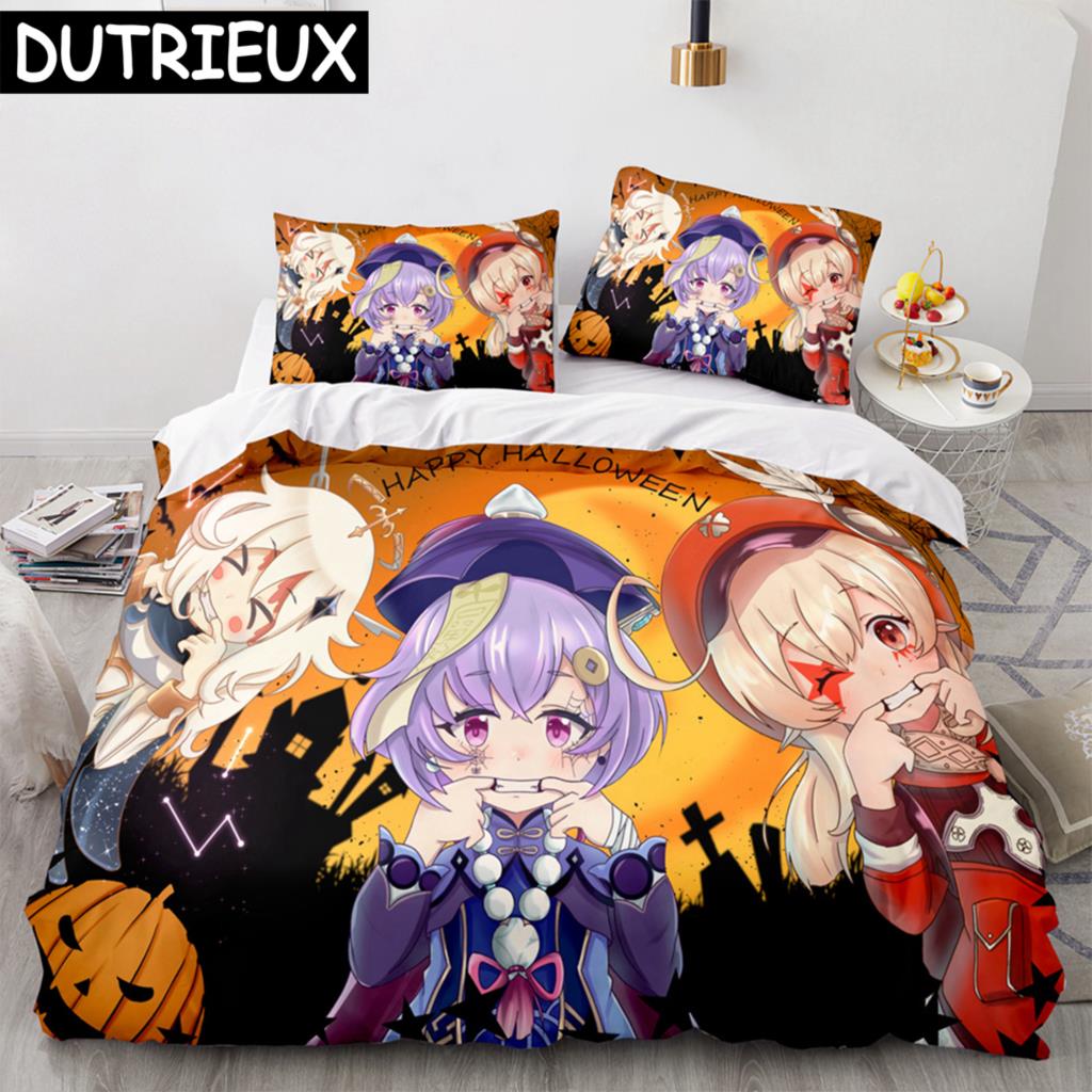 Genshin Impact 3D Anime Pościel Wygodna Poszewka na Kołdrę Rozmiar Jednoosobowy Pełny Queen King Poszewka na Poduszkę Do Poszewki na Kołdrę Poszewka na Kołdrę