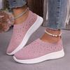 Large size mesh fly-woven casual shoes for women's spring and summer new diamond-encrusted breathable shoes for women