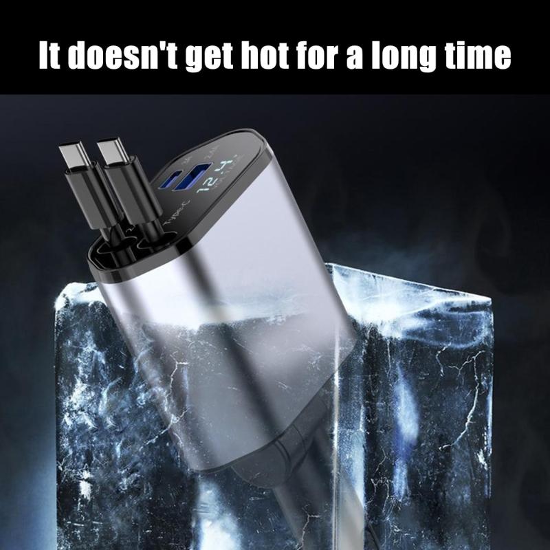 Efficient 120W Aluminum Car Chargers with Double  Type C Ports Heat Dissipation Chargers Emergency Charging Solution for Car