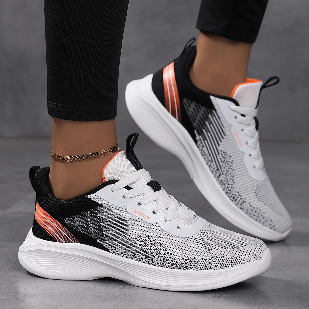 

Plus Size Women s Flyknit Sports Shoes - Soft Sole, Lightweight, Breathable Mesh Running Shoes, Bestseller Size 39 чёрный/белый