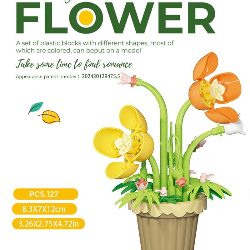 Children's handmade DIY potted desktop decorations simulated flower bouquets small particle assembly puzzle toys