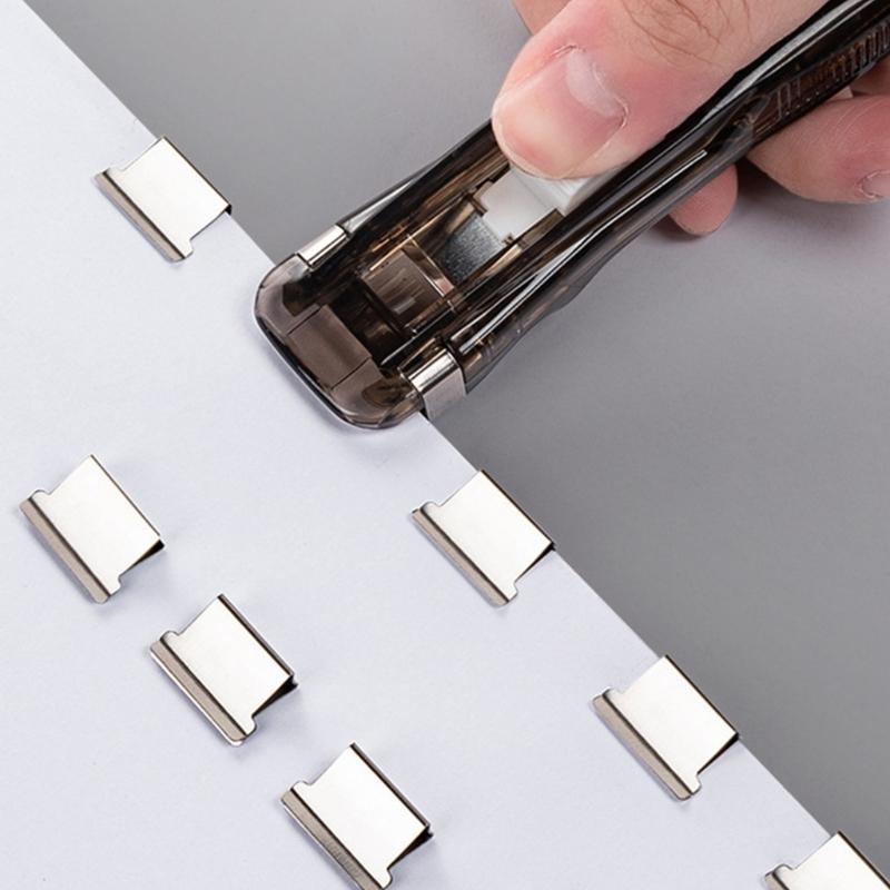 Manual Plastic Paper Clamp Dispenser with 8 Metal File Cllip Refills For Efficient Paper Archival Document Management