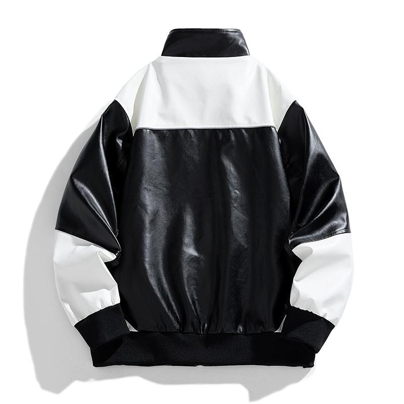 Frühling und Herbst Neue trendige Lederjacken für Herren, Herren Pu Motorradjacken, Revers, Lässig und Gutaussehend