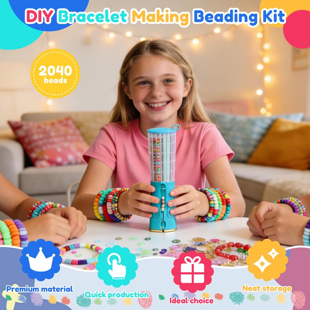 DIY Charm Bracelet Machine Rotate Click Bracelet Making Kit DIY Jewelry Maker Kit Art Crafts Bracelets String Maker for Kid Gift