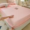 Solid Color Washed Cotton Fitted Sheet with Non-Slip Feature and Pillowcase