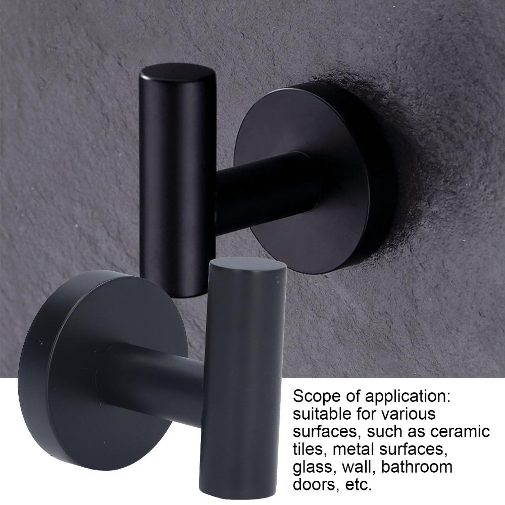 2 PCS Stainless Steel Towel Hook Black Coat Hook Stable Robe Hook  Door Hanging