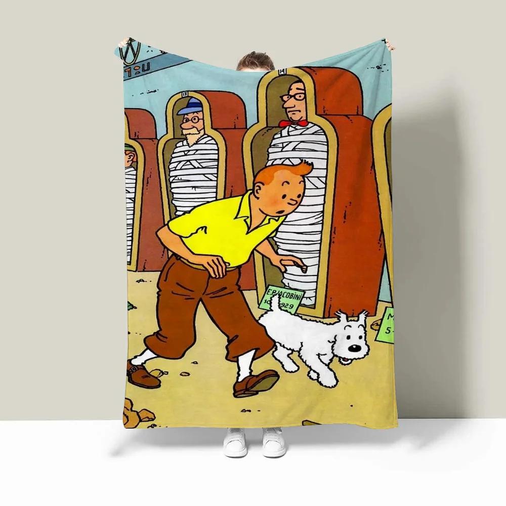 Tintins Kapuzendecke für Sofas, individuelle Decken, Charaktere, flauschig, kariert, Luxusbettwäsche, Bettüberwurf, Strandtuch, Heim und Dekoration