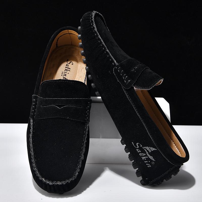 Fashion Suede Leather Mens Handmade Loafers Male Casual Driving Flats Slip-on Shoes Handmade Comfy Moccasins Leisure Walk Business Shoes