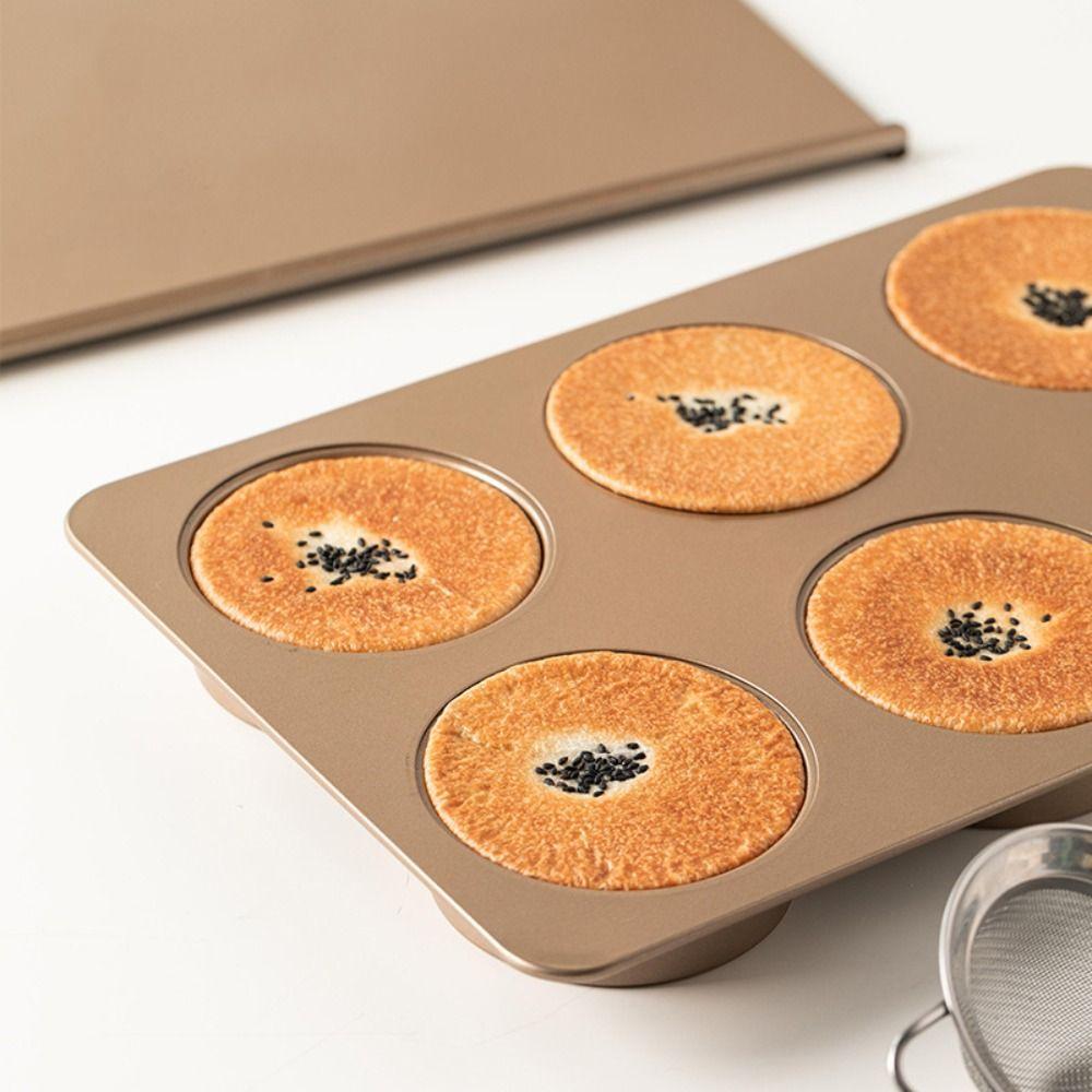 Carbon Steel Kitchen Easy To Release Non-stick Baking Tool Hamburger Bun Mold Loaf Pan Muffin Tray