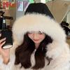 Pattern Plush Checkered Hat Women Winter Ear Protection Outdoor Warmth Cap Gift