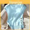 Women Round Summer Beautiful Neck Tshirt Knitted Sleeveless Tops