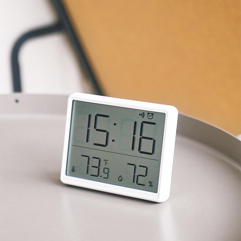 Lcd Digital Alarm Clock Large Screen Displays Multi-functional Magnetic Design Thermometer Meter Humidity Monitor