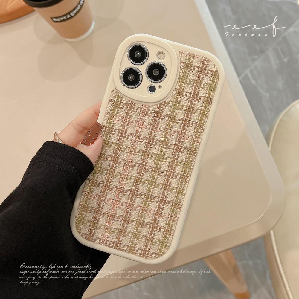 Fleece Cloth Small Fragrance Style 14pro Max IPhone Case IPhone 13 Checked 12 Suitable for 15 Houndstooth 11 X