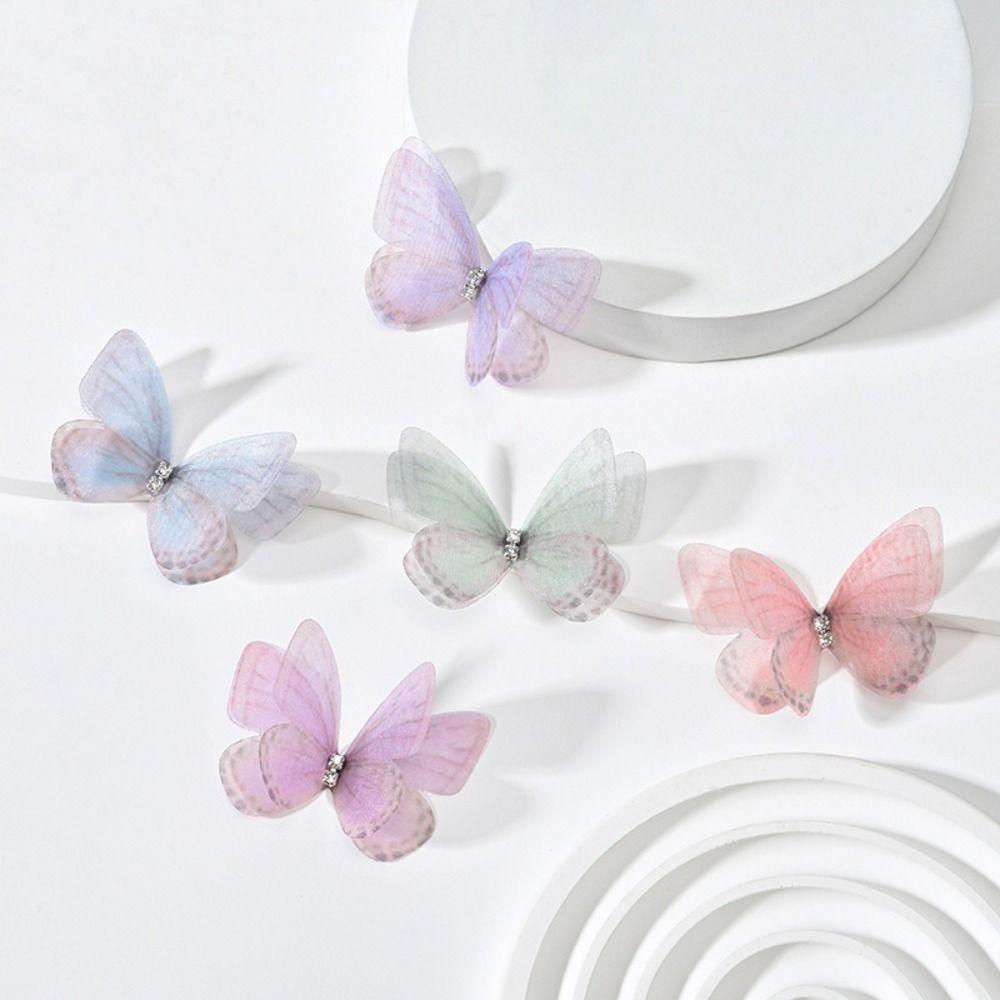 50Pcs 3D Organza Fabric Butterfly Appliques Clothes Sewing Patch  Bridal Hair Accessories