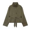 Womens 2026 Double-Breasted Belted Trench Coat With Stand Collar Slim Fit Street Style