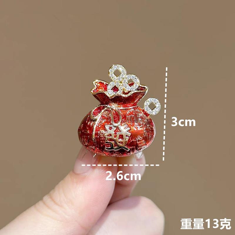 Год Лошади Праздник Весны красный масляный каплевидный кошелек-брошь Китайский благоприятный добрый смысл Guochao Булавка для богатства булавки на воротник аксессуары