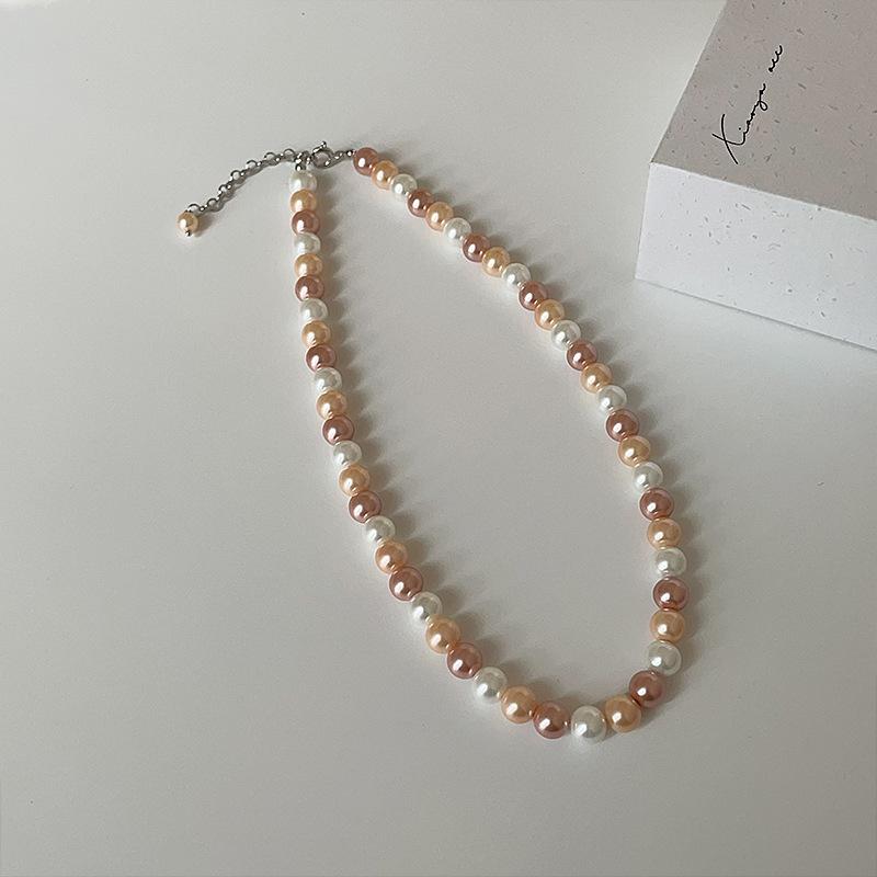 

Легкое роскошное высококачественное жемчужное ожерелье карамельного цвета, женская французская элегантность, индивидуальность, мода, темперамент, универсальная цепочка на шею, цепочка на ключицу